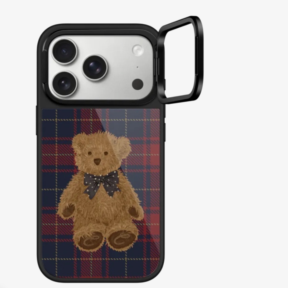 Casetify Plaid Bear iPhone 17 case with MagSafe and stand